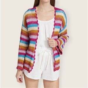 NWT Xirena Carsyn Crochet Cardigan Multicolored Dreamscape Size S NEW Small